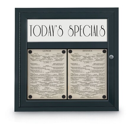 United Visual Products Sliding Door Indoor Enclosed Corkboard, 7 UV9003ACSH-WHITE-CINNABA